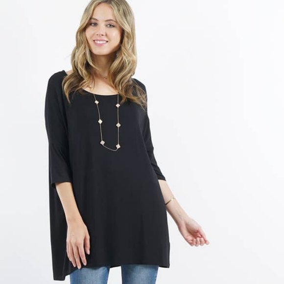 Elbow Sleeve Round-Neck Tunic - Picture 2 of 3